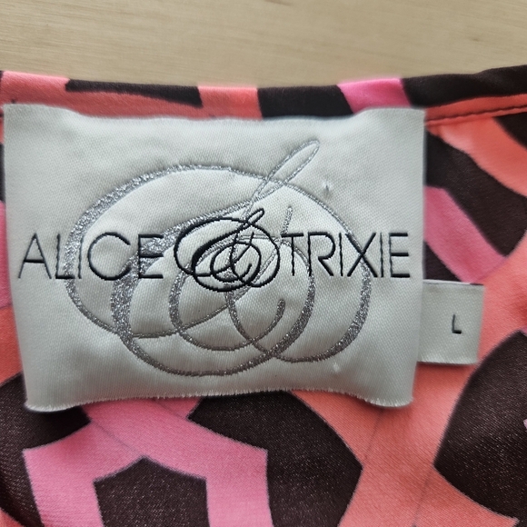 Alice & Trixie Silk Pink Orange Black Geometric Print Tank Top Size Large - Picture 8 of 9